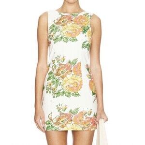 New Free People Mayberry Sleeveless Mini Dress Floral Ivory Combo Size S